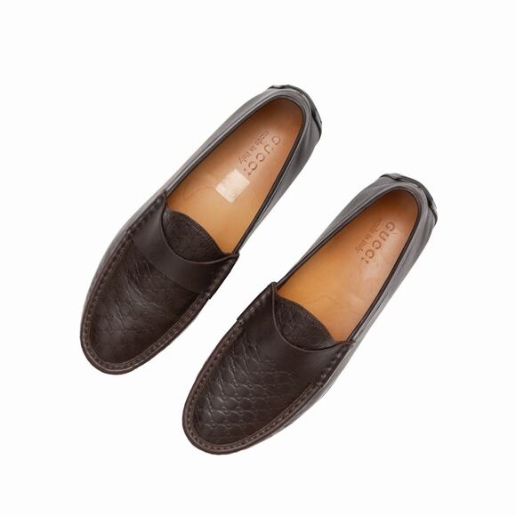 Gucci GG Microguccissima Monogram Brown Leather Loafers  display picture 1